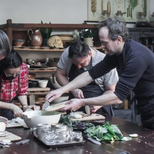 Students prepping Kohlrabi Pickle