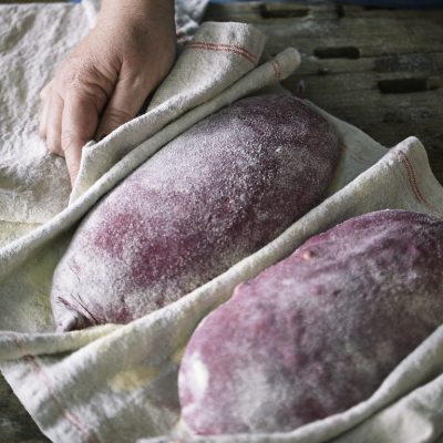 Beetroot, black pepper and feta batards