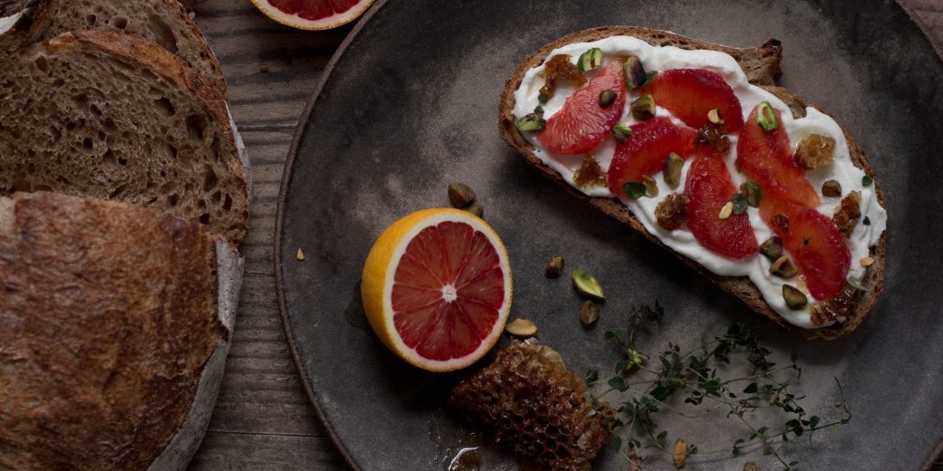 Honey Mascarpone Tartines with Blood Orange