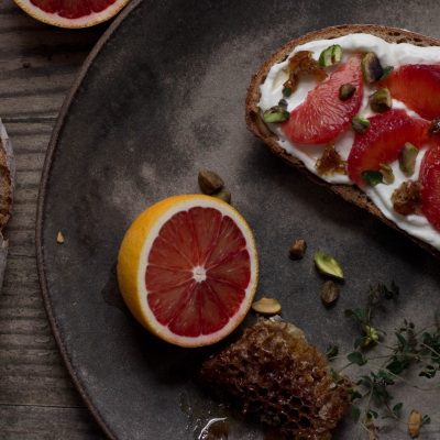 Honey Mascarpone Tartines with Blood Orange