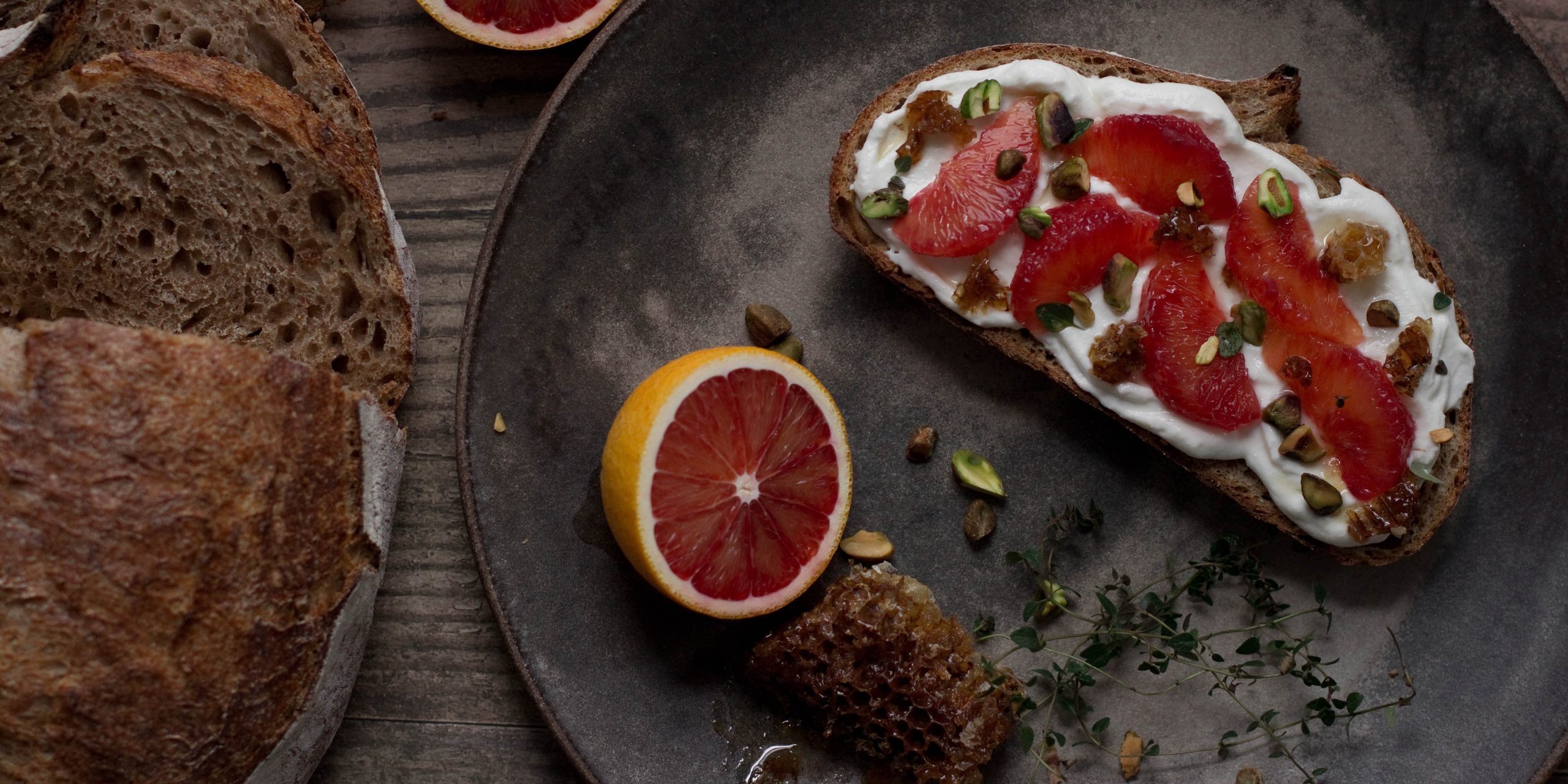 Honey Yoghurt Tartines with Blood Orange