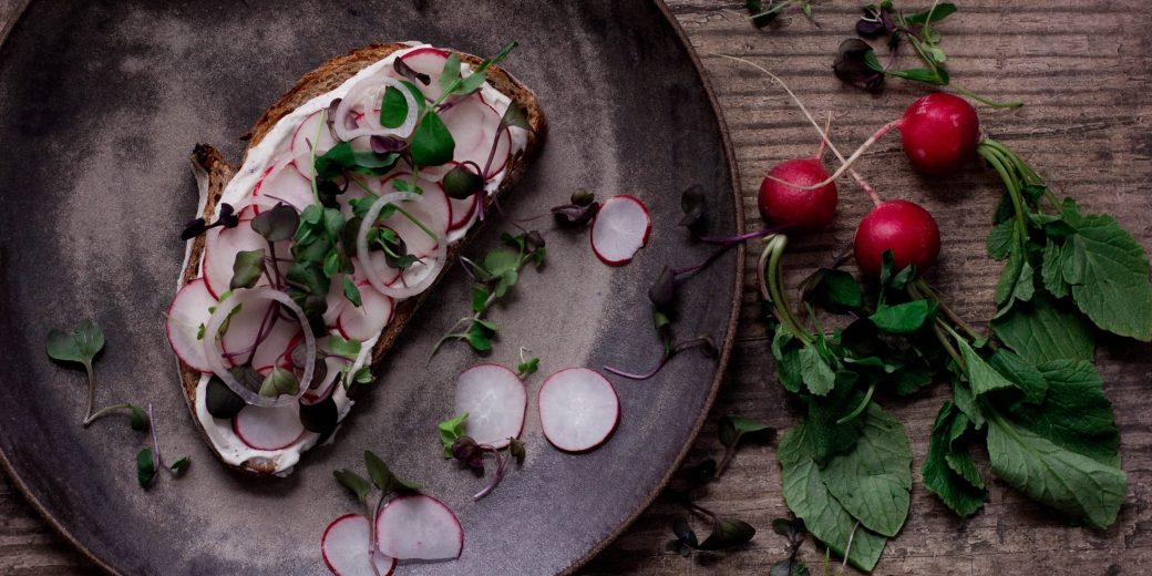 Whopped Ricotta Tartines with Pickled Radish