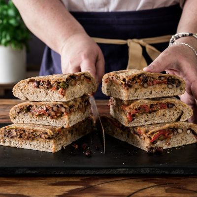 Black Bean Red Pepper Sourdough Naan