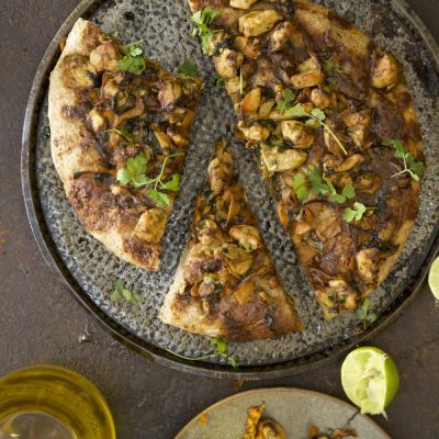 chicken satay sourdough pizza