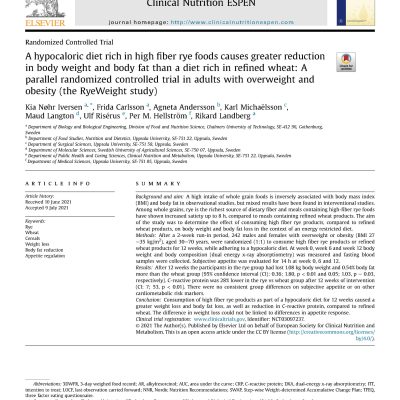 RCT Rye Weight Loss & Inflammation