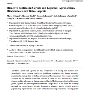 Bioactive peptides in cereals and legumes