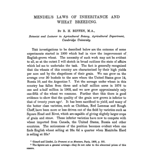 Mendel's laws of inheritance and wheat breeding