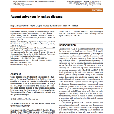 Recent advances in celiac disease