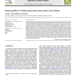 Sensory profiles of cooked grains from wheat species and varieties