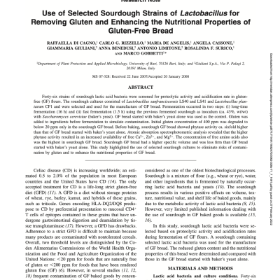 Use of selected sourdough strains of Lactobacillus for removing gluten and enhancing the nutritional properties of gluten-free bread