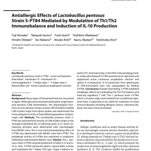 Antiallergic effects of Lactobacillus pentosus strain S-PT84 mediated by modulation of Th1/Th2 immunobalance and induction of IL-10 production