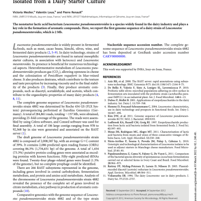 Genome Sequence of Leuconostoc pseudomesenteroides Strain 4882, Isolated from a Dairy Starter Culture