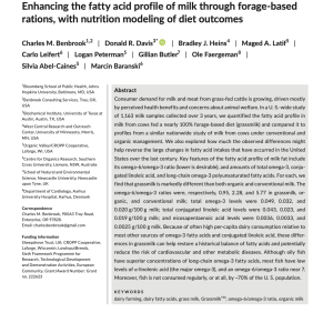 Enhancing the fatty acid profile of milk through forage?based rations, with nutrition modeling of diet outcomes