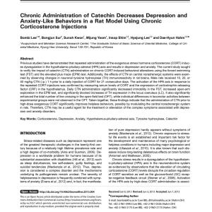 Chronic Administration of Catechin Decreases Depression and Anxiety-Like Behaviors in a Rat Model Using Chronic Corticosterone Injections