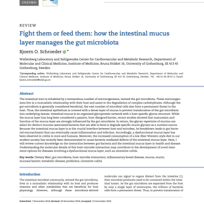 Fight them or feed them: how the intestinal mucus layer manages the gut microbiota