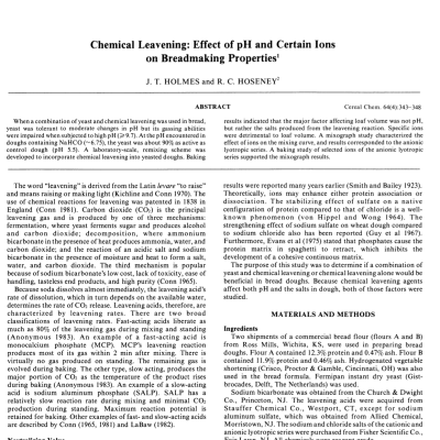 Effect of pH and salts on bread making properties