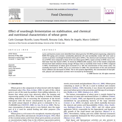 sourdough fermentation on stabilisation, and chemical and nutritional characteristics of wheat germ
