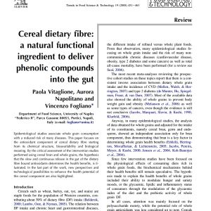 Dietary fibre and polyphenols in cereal grains