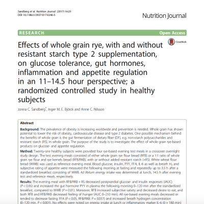 Rye bread and effect on CVD