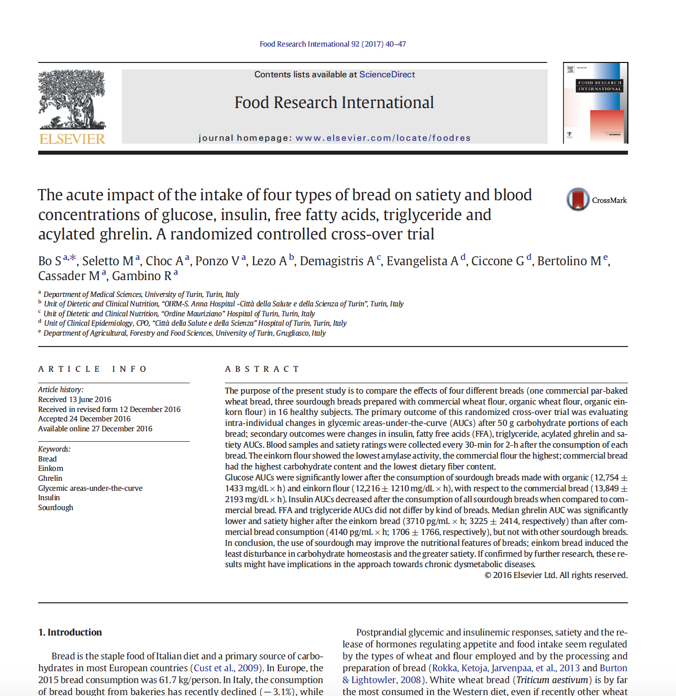 Einkorn wheat flour and sourdough breads resulted in lower glycemic