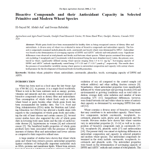 Wheat species and their nutritional value