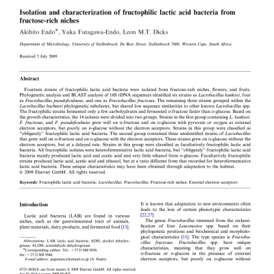 fructophilic lactic acid bacteria