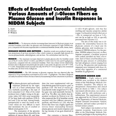 beta glucan and diabetes