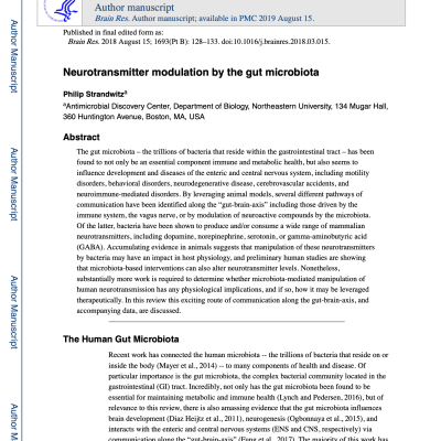 Neurotransmitter modulation by the gut microbiota - bread and guts