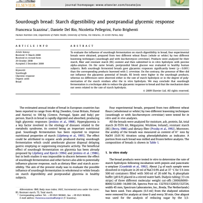 580. Sourdough bread - Starch digestibility and postprandial glycemic response