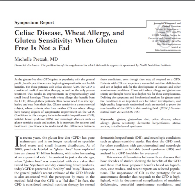 Celiac Disease, Wheat Allergy, and Gluten Sensitivity When Gluten Free