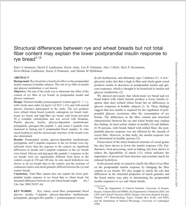 Structural differences between rye and wheat breads but not total fiber