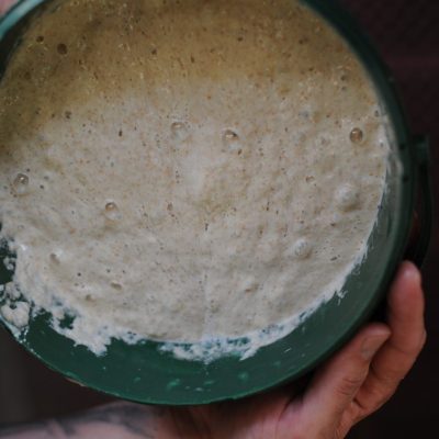 Richard Hart holding Sourdough starter