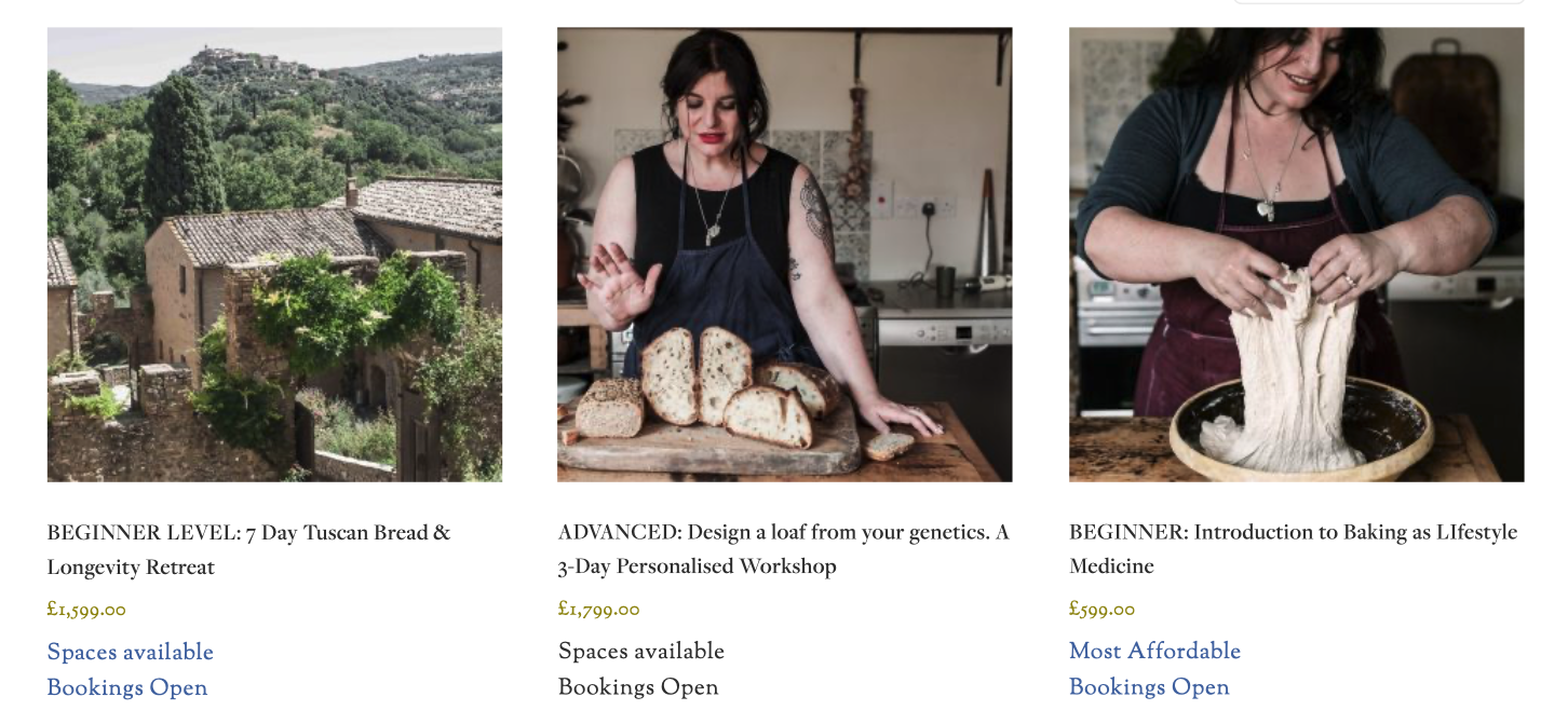 Sourdough school course photo of the choices